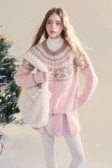 Vintage Fair Isle bow tie Pattern Cardigan Sweater - COPPING THREADS - SUNSETPARK