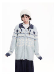 Vintage Fair Isle Pattern Collared Mohair Sweater - COPPING THREADS - CHICISLAND