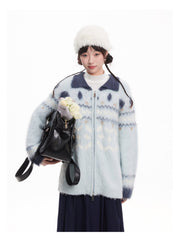 Vintage Fair Isle Pattern Collared Mohair Sweater - COPPING THREADS - CHICISLAND