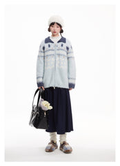 Vintage Fair Isle Pattern Collared Mohair Sweater - COPPING THREADS - CHICISLAND