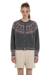Vintage Fair Isle Rose Flower Knit Cardigan - COPPING THREADS - MOROMORO