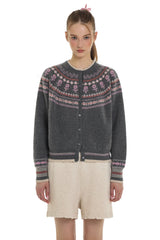 Vintage Fair Isle Rose Flower Knit Cardigan - COPPING THREADS - MOROMORO