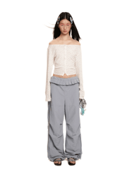 Vintage Floral Bunny Print Wide - Neck Cardigan - COPPING THREADS - MOROMORO