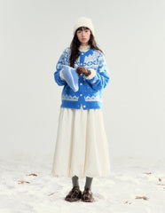 Vintage Floral Print Round Neck Cardigan Sweater - COPPING THREADS - CHUMMY