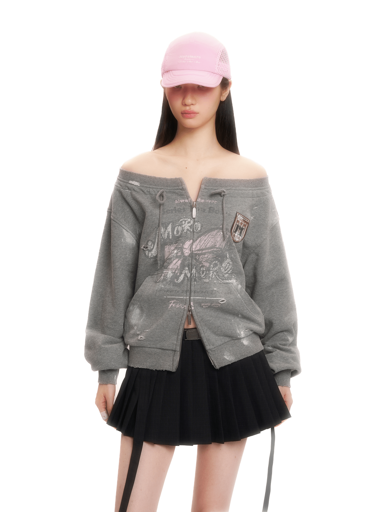 Vintage Hand - Painted Bow Badge Off - Shoulder Sweatshirt - COPPING THREADS - MOROMORO