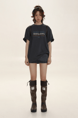 Vintage - Inspired Embroidered Lettering Tee - COPPING THREADS - MOROMORO