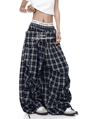 Vintage Layered Draping Plaid Panel Pants - COPPING THREADS - CT Select