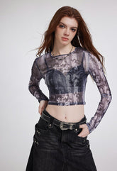 Vintage Newspaper Print Long Sleeve Tee - COPPING THREADS - CT Select