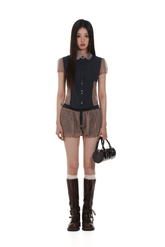 Vintage Patchwork Plaid Colorblock Short Sleeve Shirt - COPPING THREADS - MOROMORO