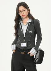 Vintage Plaid Contrast Knit Layered - Look Shirt - COPPING THREADS - WES1