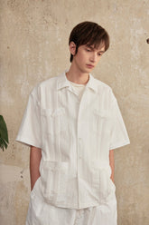 Vintage Pleated Hawaiian Style Short Sleeve Shirt - COPPING THREADS - CT Select