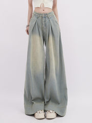 Vintage Pleated Washed Wide - Leg Denim - COPPING THREADS - RAYOHOPP