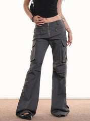 Vintage Pocket Ruched Flared Cargo Pants - COPPING THREADS - CHICISLAND