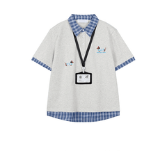 Vintage Puppy Embroidered Plaid Polo Tee - COPPING THREADS - CT Coquette