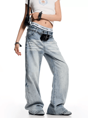 Vintage Wash Whisker Effect Baggy Straight - Leg Denim - COPPING THREADS - CT Select