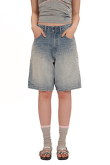 Vintage Washed Rhinestone Denim Shorts - COPPING THREADS - MOROMORO