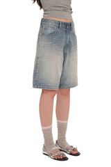 Vintage Washed Rhinestone Denim Shorts - COPPING THREADS - MOROMORO
