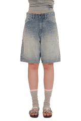 Vintage Washed Rhinestone Denim Shorts - COPPING THREADS - MOROMORO