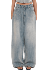 Vintage Washed Rhinestone Wide‑Leg Denim - COPPING THREADS - MOROMORO