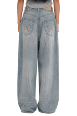 Vintage Washed Rhinestone Wide‑Leg Denim - COPPING THREADS - MOROMORO