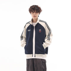 Vintage Zip - Up High Collar Striped Jacket - COPPING THREADS - CATTEE