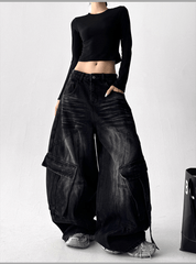 Washed Distressed Wide - Leg Denim - COPPING THREADS - CT Select