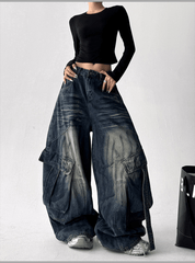 Washed Distressed Wide - Leg Denim - COPPING THREADS - CT Select