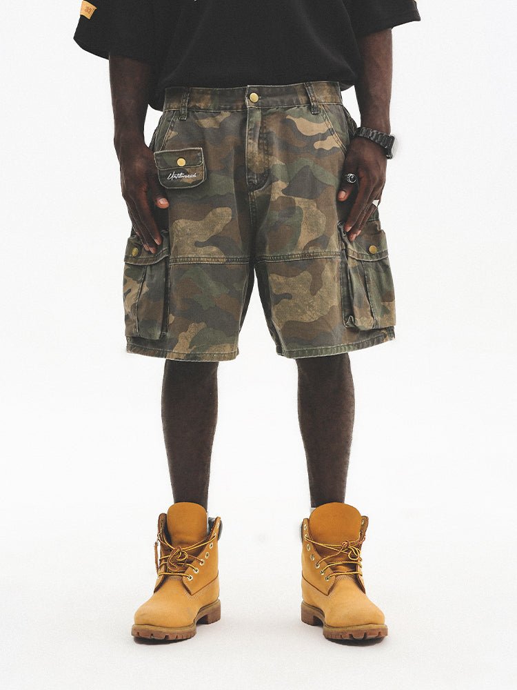 Washed Vintage Camo Cargo Shorts - COPPING THREADS - CT Select