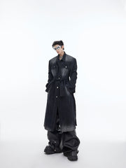 ArguE CulturE Distressed Washed Silhouette Long - style Denim Jacket - COPPING THREADS - ArguE CulturE