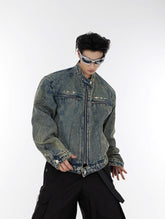 ArguE CulturE Washed Shoulder Pad Denim Jacket - COPPING THREADS - ArguE CulturE