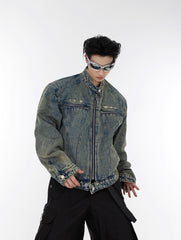 ArguE CulturE Washed Shoulder Pad Denim Jacket - COPPING THREADS - ArguE CulturE