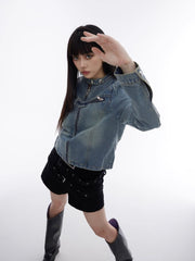 Embroidered Washed Denim Jacket - COPPING THREADS - CT Select