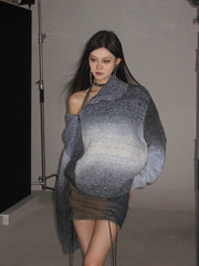 Gradient Turtleneck Diagonal Zip Sweater - COPPING THREADS - CT Select