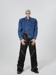 Irregular Shoulder Pad Denim Jacket - COPPING THREADS - CT Select