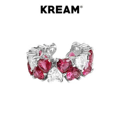 KREAM Diamond Heart Open End Ring - Size Adjustable - COPPING THREADS - KREAM