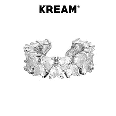 KREAM Diamond Heart Open End Ring - Size Adjustable - COPPING THREADS - KREAM