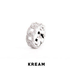 KREAM Ice Cuban ring Sterling Silver Full Diamond Cuban Chain Ring - COPPING THREADS - KREAM
