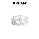 KREAM Ice Cuban ring Sterling Silver Full Diamond Cuban Chain Ring - COPPING THREADS - KREAM