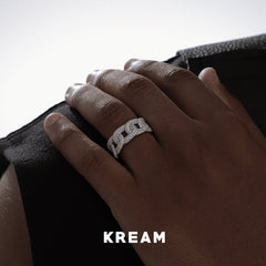KREAM Ice Cuban ring Sterling Silver Full Diamond Cuban Chain Ring - COPPING THREADS - KREAM