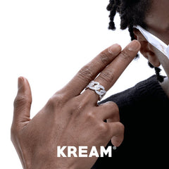 KREAM Ice out Cuban link ringWhite gold plated silver with diamonds Cuban link ring - COPPING THREADS - KREAM
