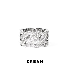 KREAM Ice out Cuban link ringWhite gold plated silver with diamonds Cuban link ring - COPPING THREADS - KREAM
