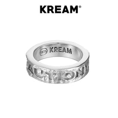 KREAM Original CAUTION WET FLOOR Sterling Silver Intaglio SLOGAN Slogan Ring - COPPING THREADS - KREAM