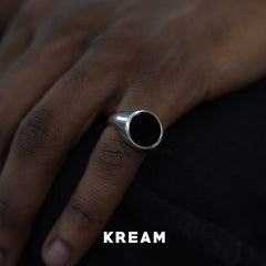 KREAM S925 Enamel Ring Sterling Silver Onyx Ring - COPPING THREADS - KREAM