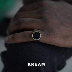KREAM S925 Enamel Ring Sterling Silver Onyx Ring - COPPING THREADS - KREAM