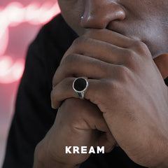 KREAM S925 Enamel Ring Sterling Silver Onyx Ring - COPPING THREADS - KREAM