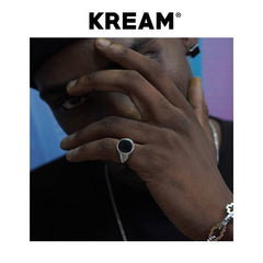 KREAM S925 Enamel Ring Sterling Silver Onyx Ring - COPPING THREADS - KREAM