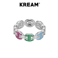 KREAM S925 Sterling Silver Full Diamond Chain Ring - COPPING THREADS - KREAM