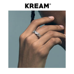 KREAM S925 Sterling Silver Irregular Simple Hammered Open End Ring - COPPING THREADS - KREAM