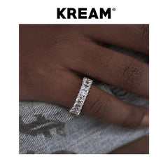 KREAM S925 Sterling Silver Rectangular Diamond Ring - COPPING THREADS - KREAM