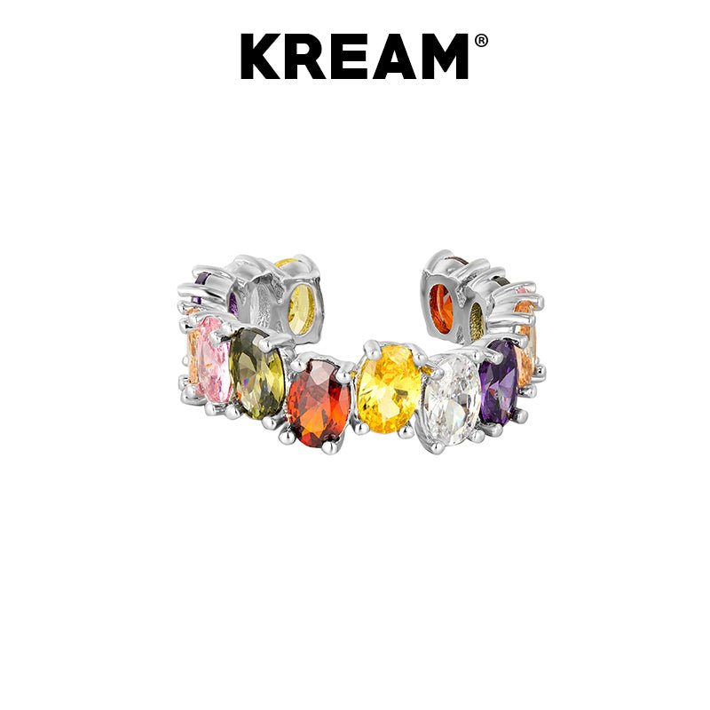 KREAM Shaped Fancy Color Diamond Ring in K Gold Plated Adjustable Size - COPPING THREADS - KREAM
